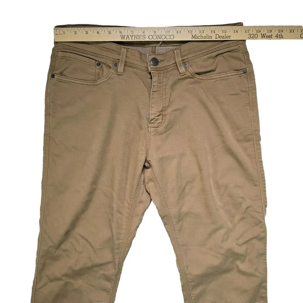 DU/ER No Sweat N2X Slim Fit Taper Pants Stretch 32x32 Men's Beige Chino DUER
